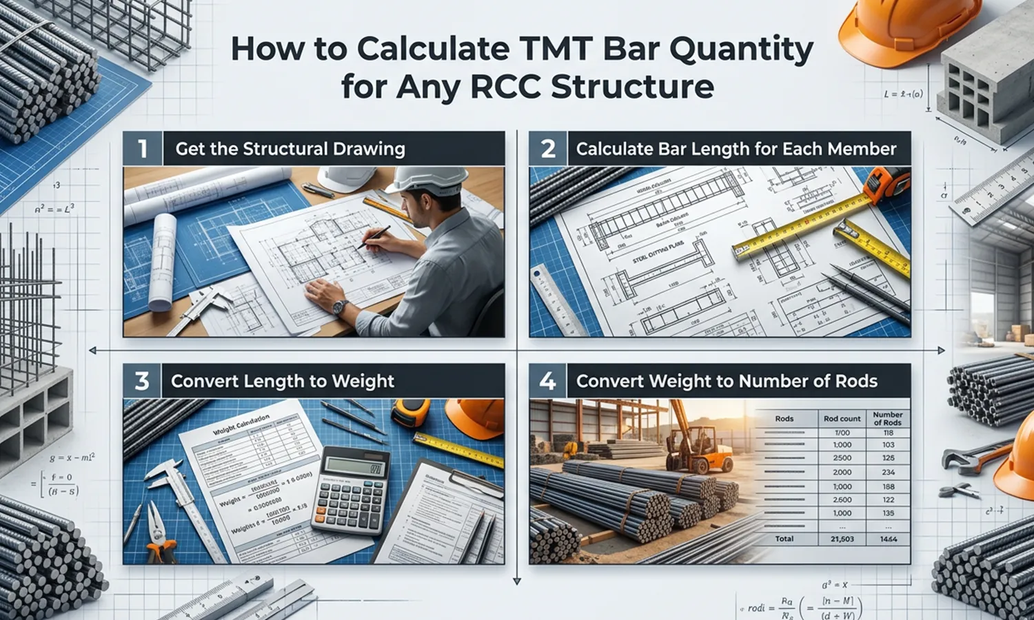 How to Calculate TMT Bar Quantity for Any RCC Structure
